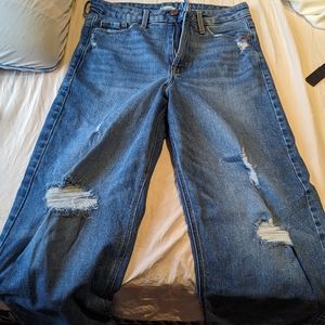 Extra high rise, wide leg jeans